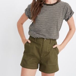 Madewell High Waisted Camp Shorts in “kale”